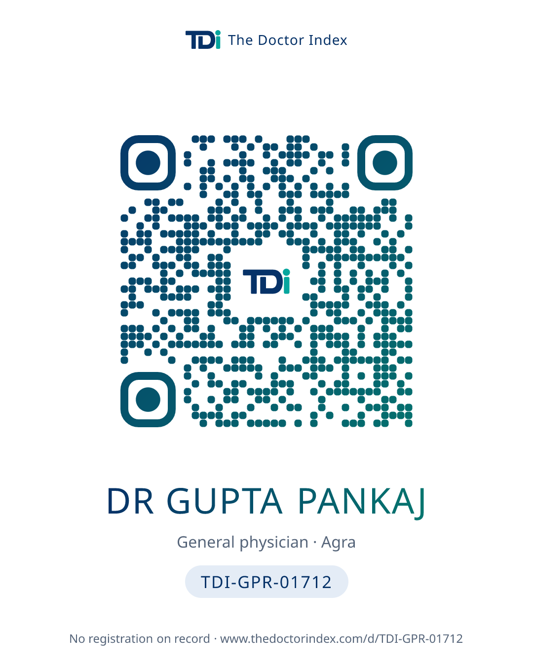 QR card for Dr Gupta Pankaj, TDI-GPR-01712