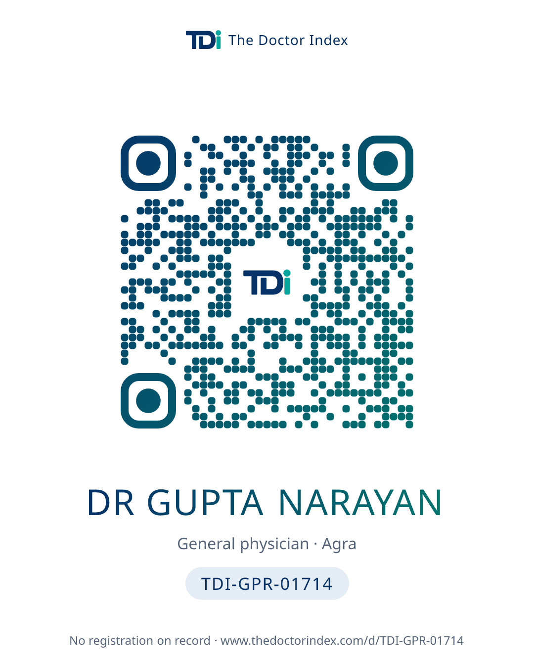 QR card for Dr Gupta Narayan, TDI-GPR-01714
