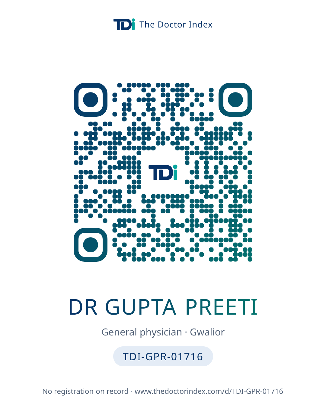 QR card for Dr Gupta Preeti, TDI-GPR-01716
