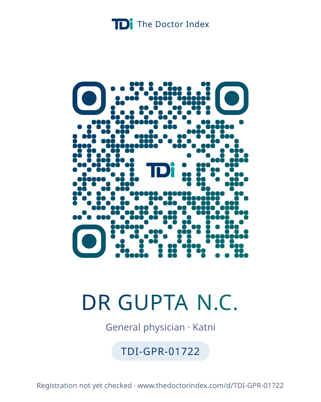 QR card for Dr Gupta N.C., TDI-GPR-01722