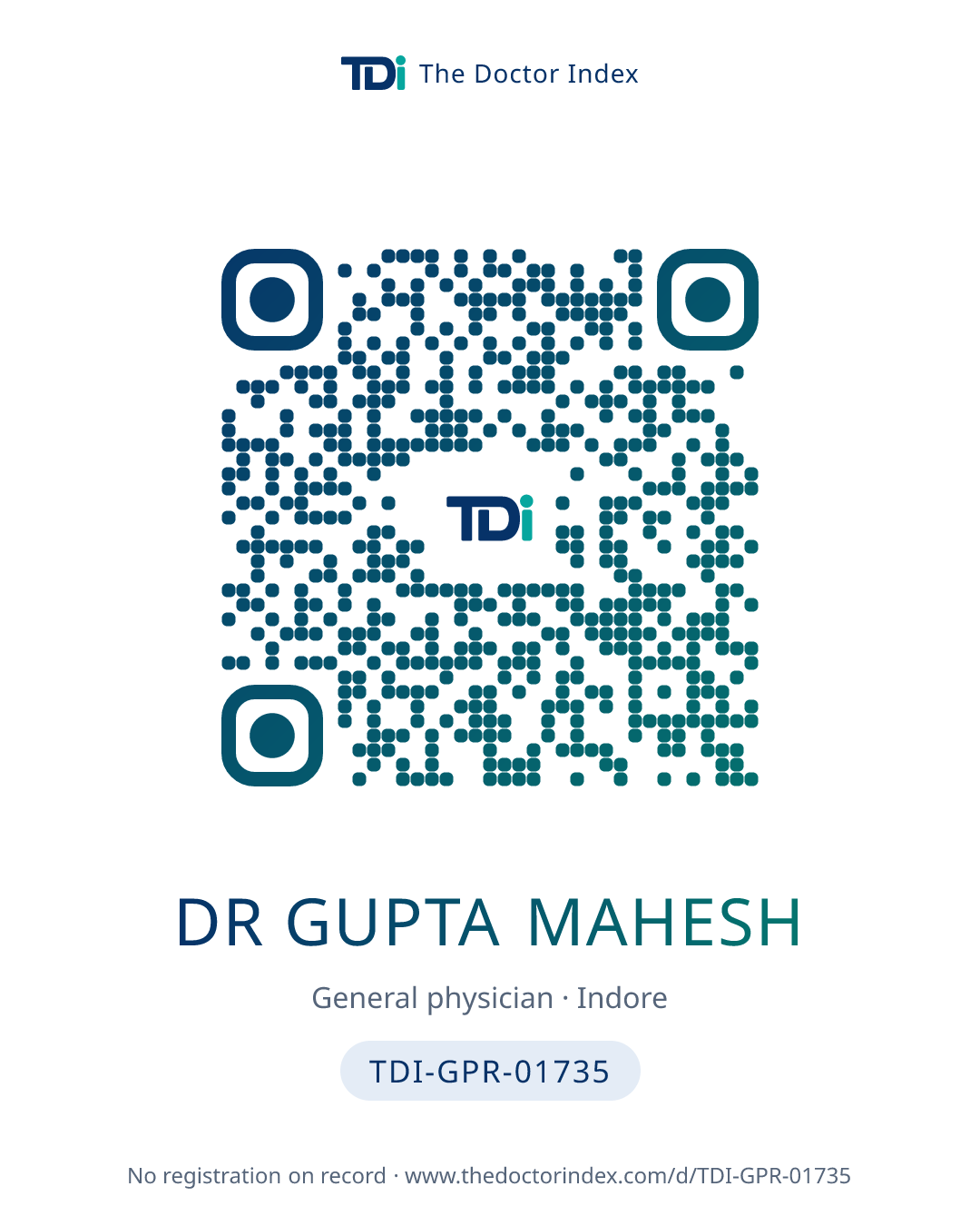 QR card for Dr Gupta Mahesh, TDI-GPR-01735