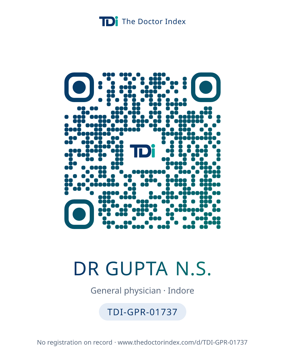 QR card for Dr Gupta N.S., TDI-GPR-01737