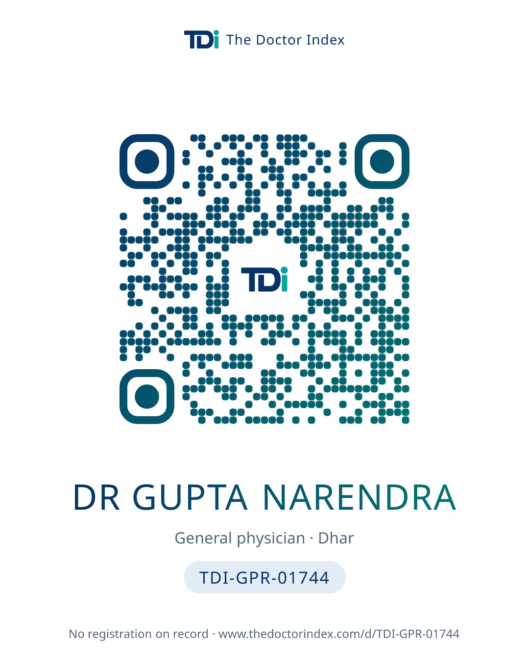 QR card for Dr Gupta Narendra, TDI-GPR-01744