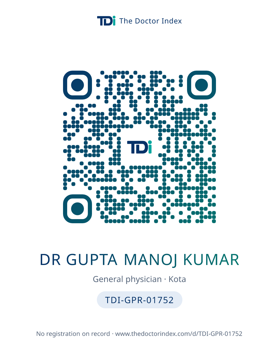 QR card for Dr Gupta Manoj Kumar, TDI-GPR-01752
