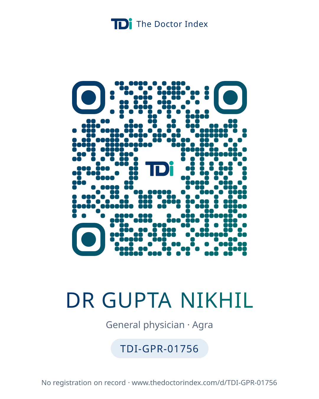 QR card for Dr Gupta Nikhil, TDI-GPR-01756
