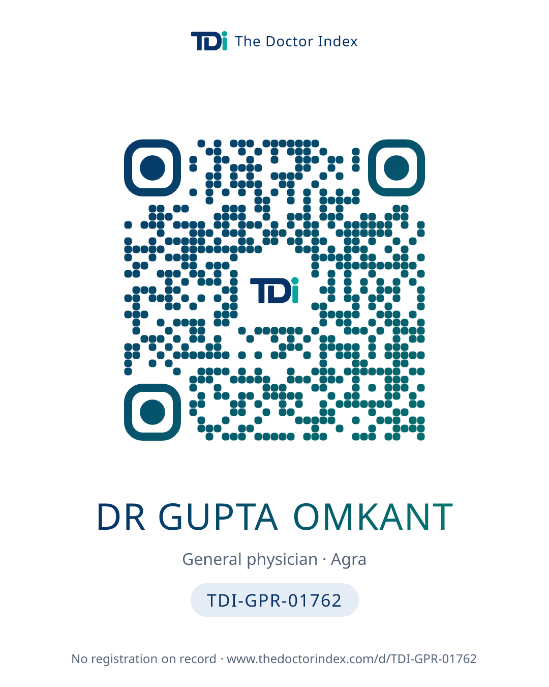 QR card for Dr Gupta Omkant, TDI-GPR-01762