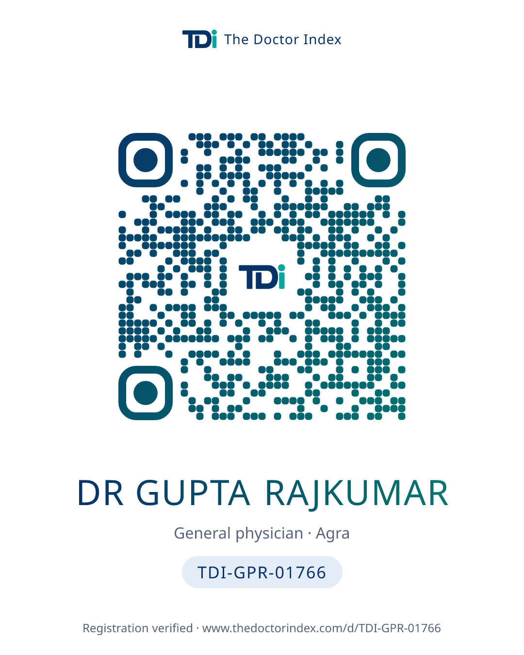 QR card for Dr Gupta Rajkumar, TDI-GPR-01766