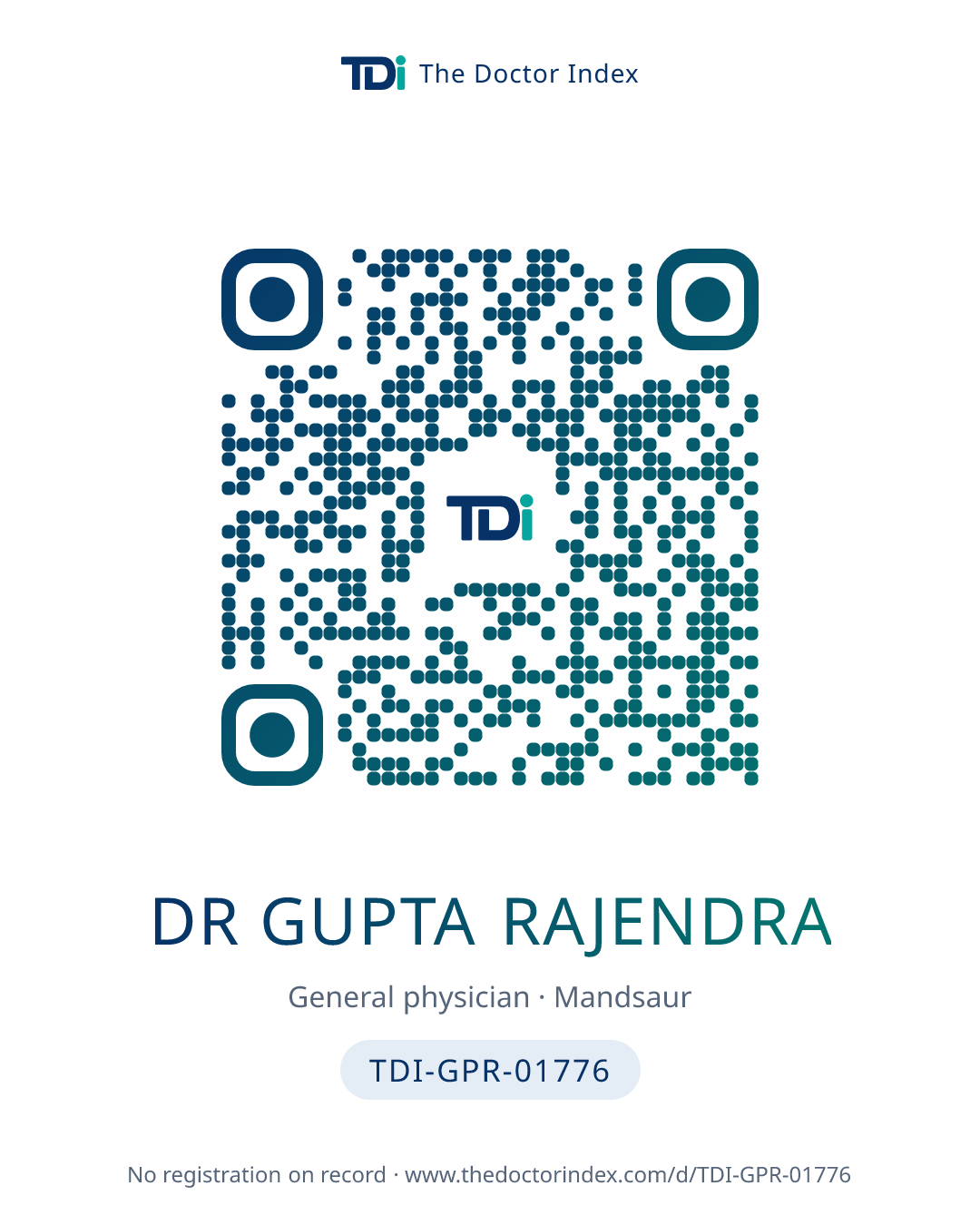 QR card for Dr Gupta Rajendra, TDI-GPR-01776