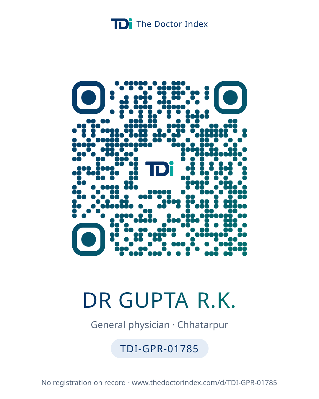 QR card for Dr Gupta R.K., TDI-GPR-01785