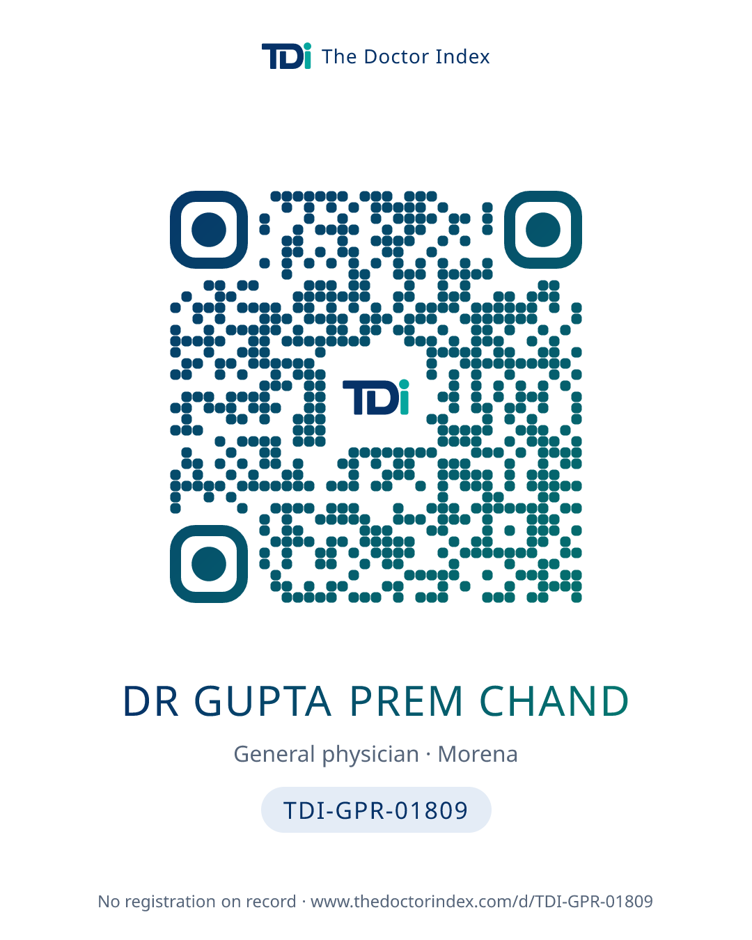 QR card for Dr Gupta Prem Chand, TDI-GPR-01809