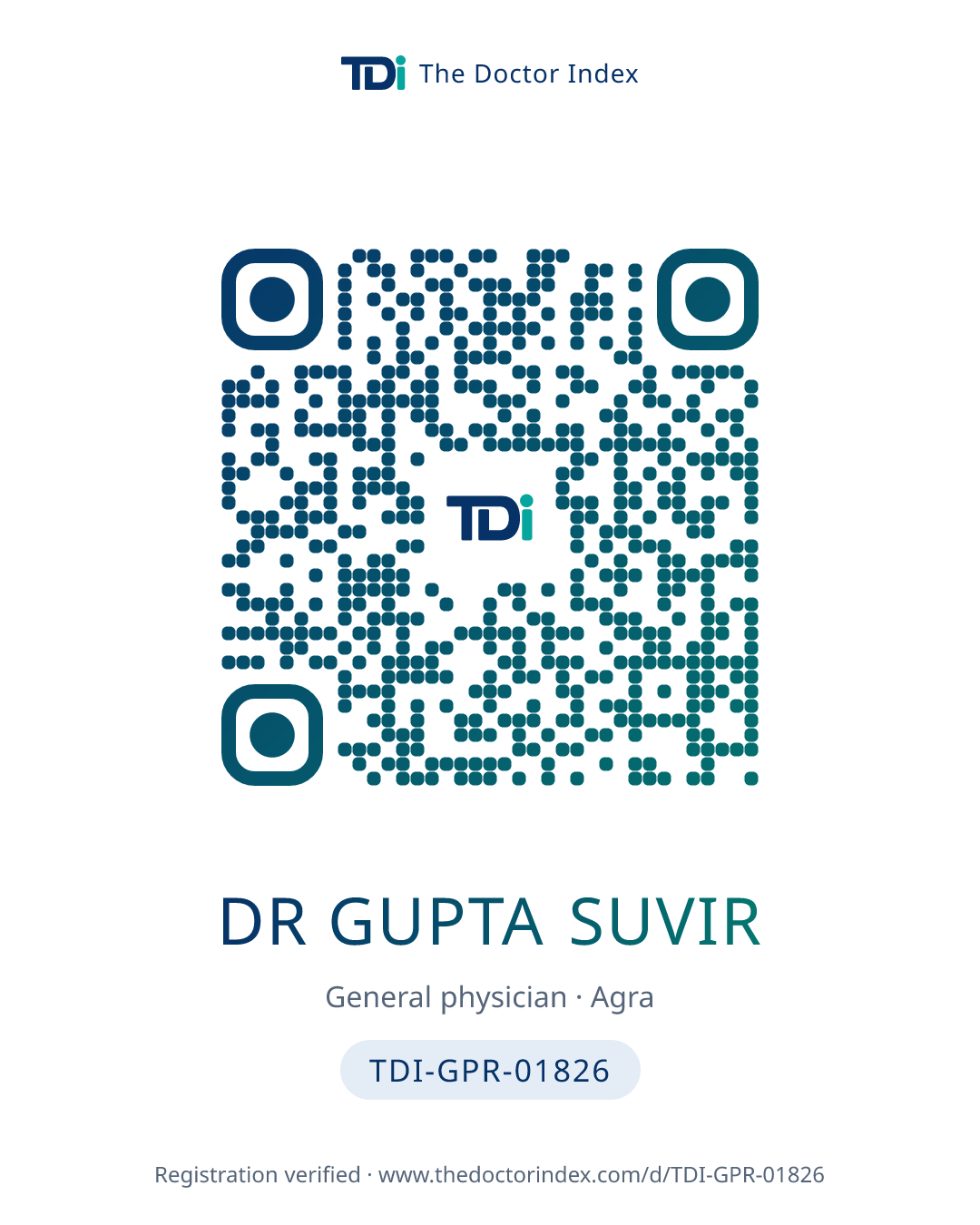 QR card for Dr Gupta Suvir, TDI-GPR-01826