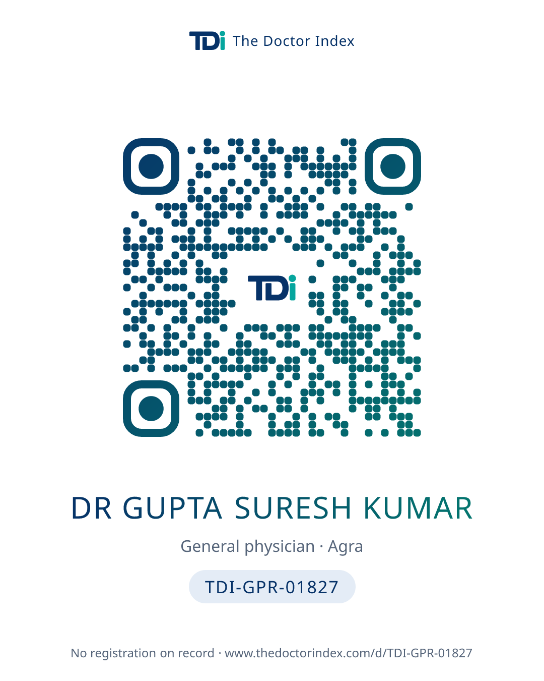 QR card for Dr Gupta Suresh Kumar, TDI-GPR-01827