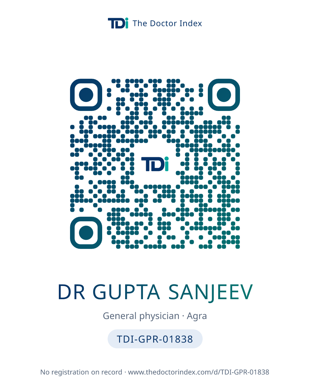 QR card for Dr Gupta Sanjeev, TDI-GPR-01838