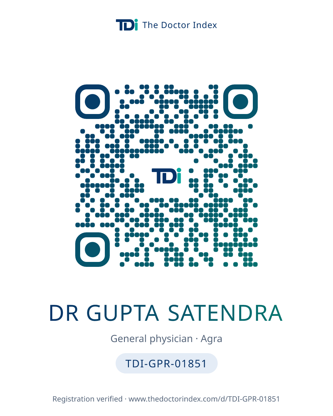 QR card for Dr Gupta Satendra, TDI-GPR-01851