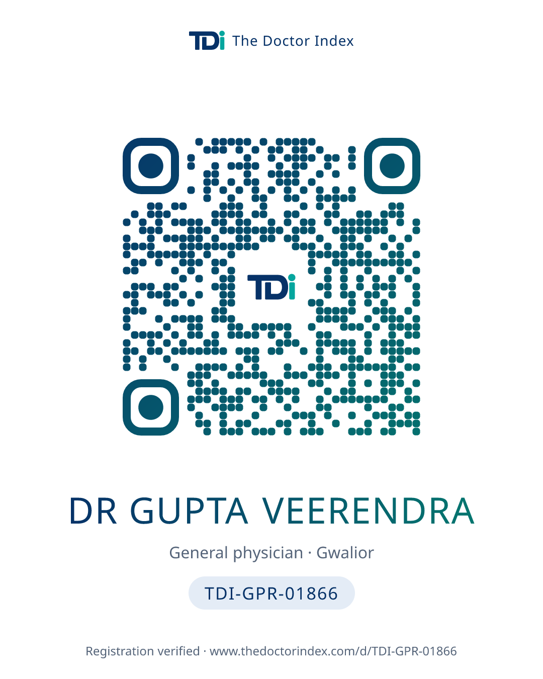 QR card for Dr Gupta Veerendra, TDI-GPR-01866