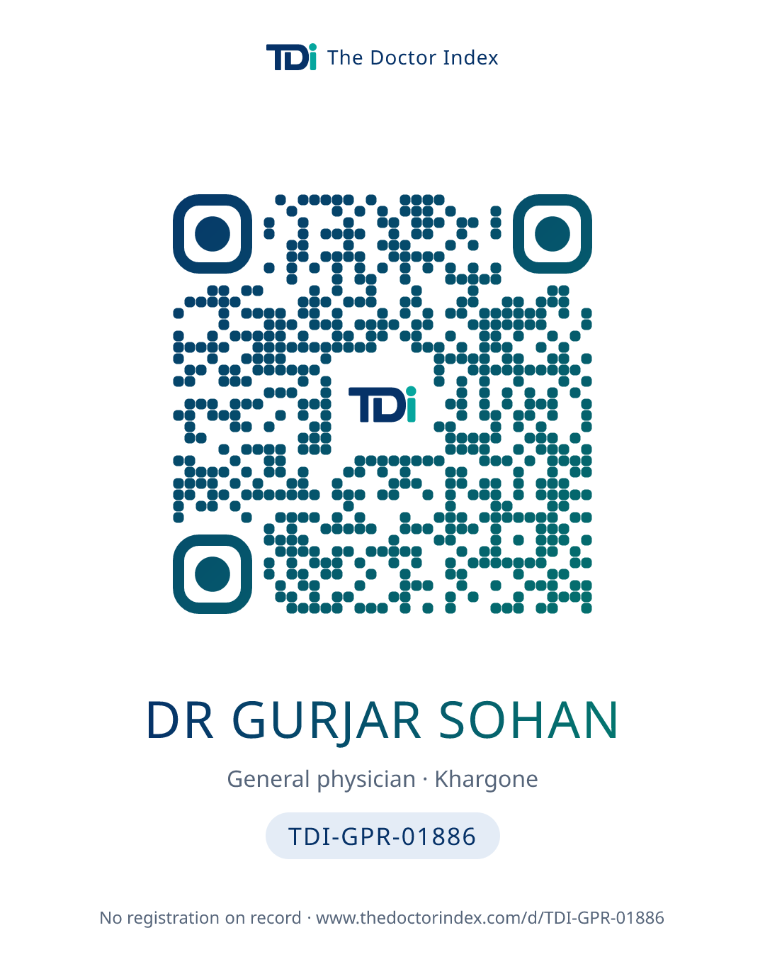 QR card for Dr Gurjar Sohan, TDI-GPR-01886