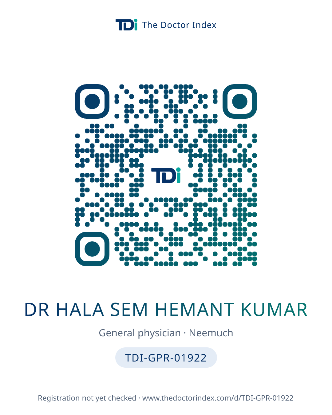 QR card for Dr Hala Sem Hemant Kumar, TDI-GPR-01922