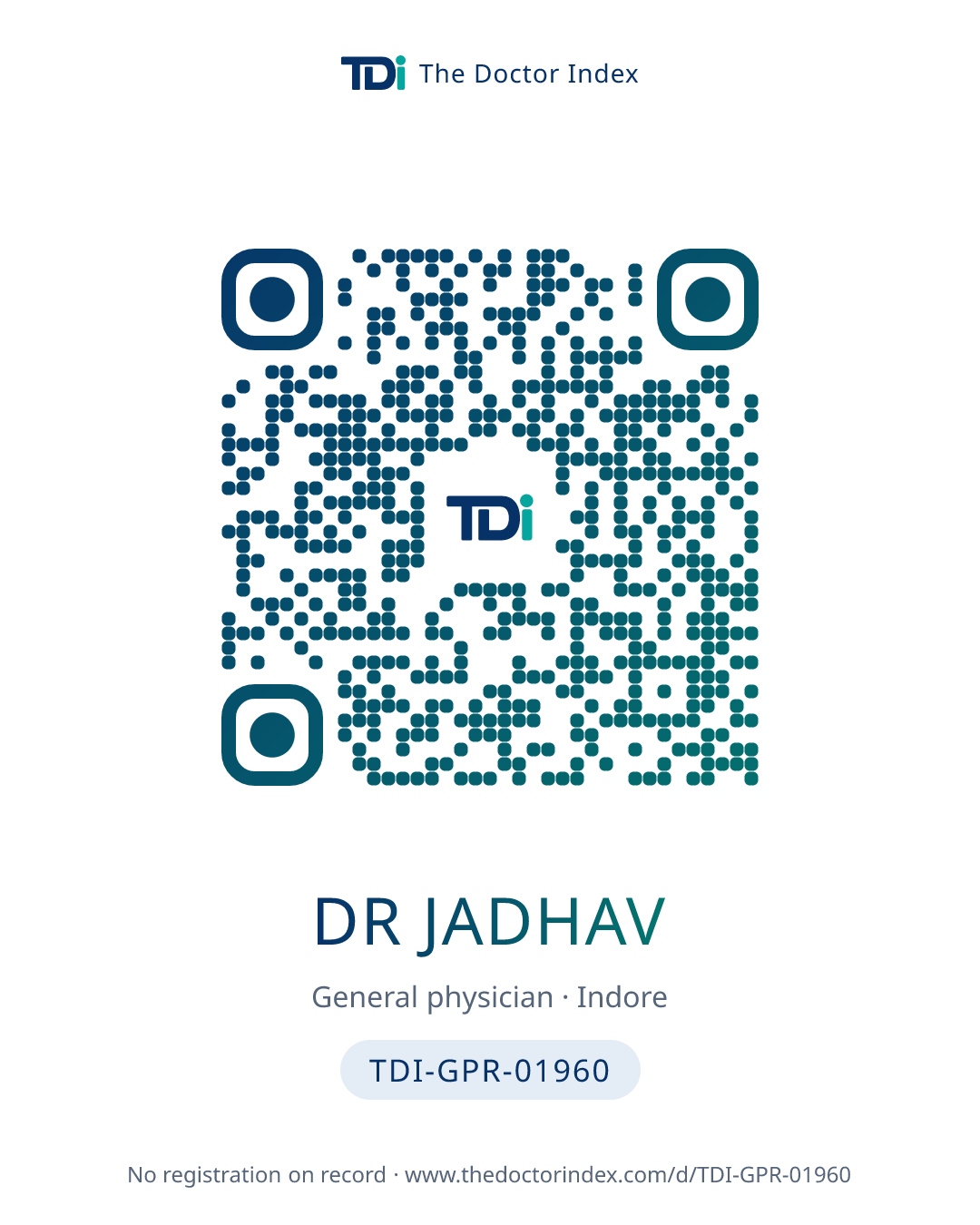 QR card for Dr Jadhav, TDI-GPR-01960
