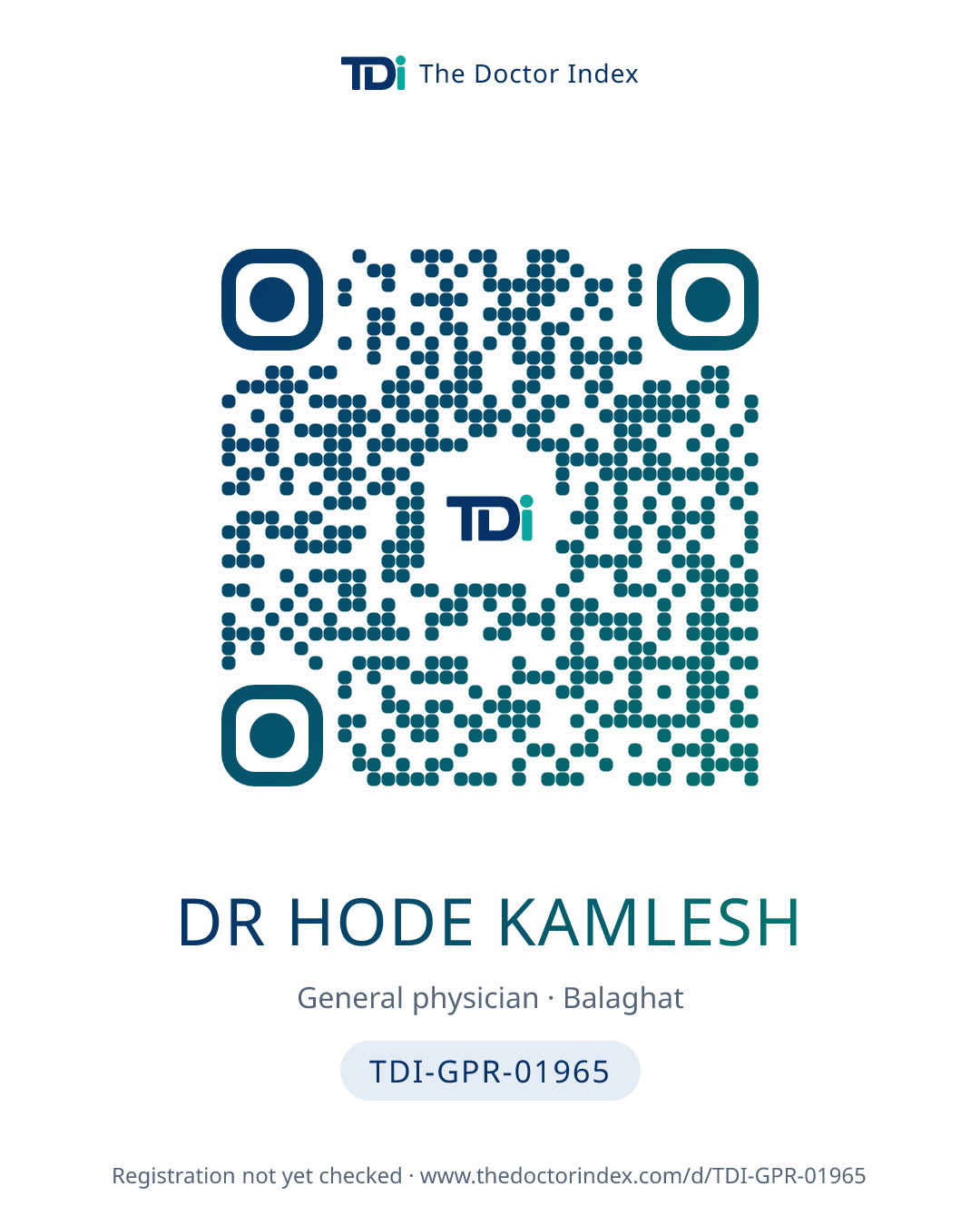 QR card for Dr Hode Kamlesh, TDI-GPR-01965