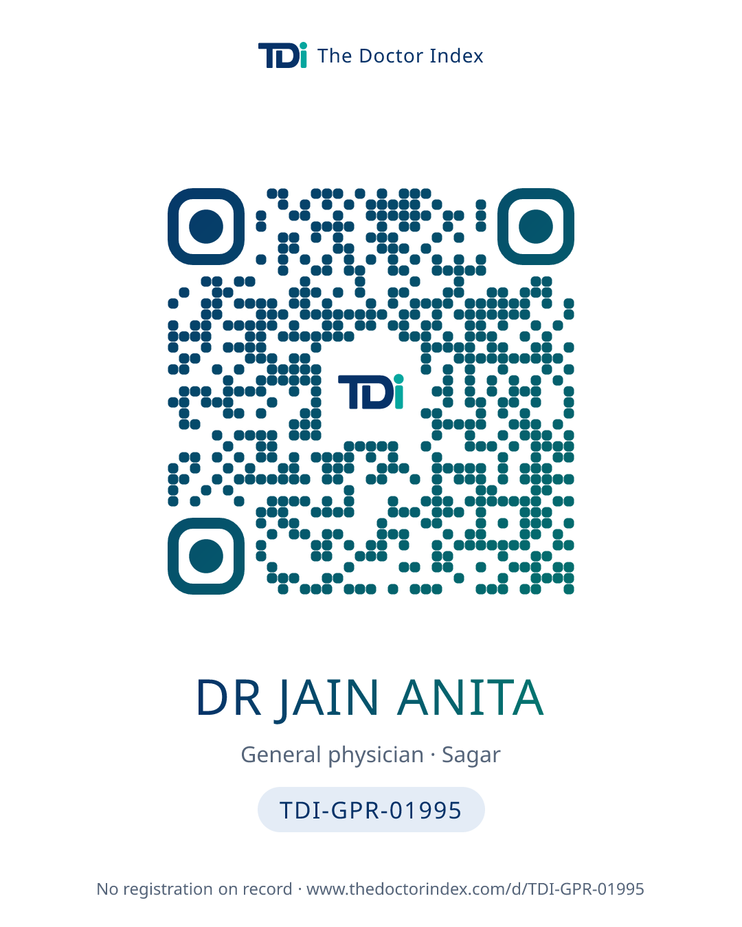 QR card for Dr Jain Anita, TDI-GPR-01995