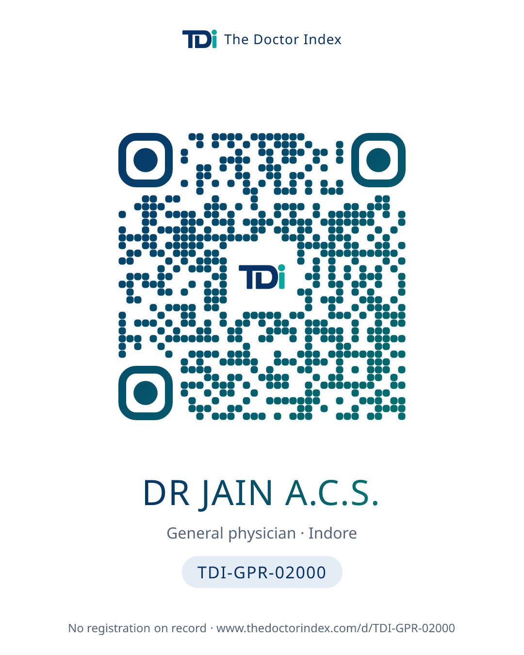 QR card for Dr Jain A.C.S., TDI-GPR-02000