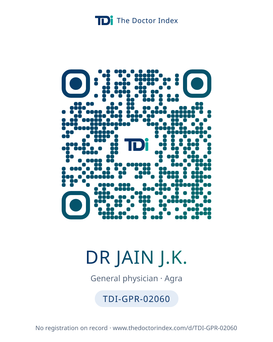 QR card for Dr Jain J.K., TDI-GPR-02060