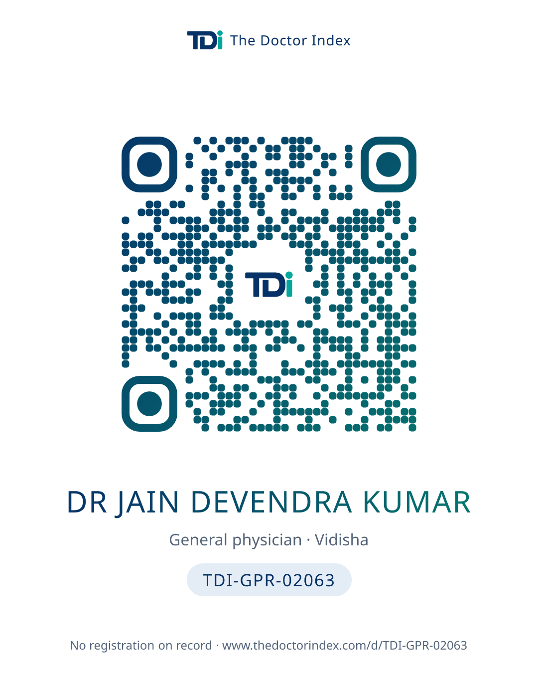 QR card for Dr Jain Devendra Kumar, TDI-GPR-02063