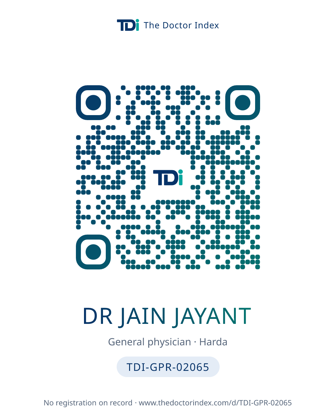 QR card for Dr Jain Jayant, TDI-GPR-02065