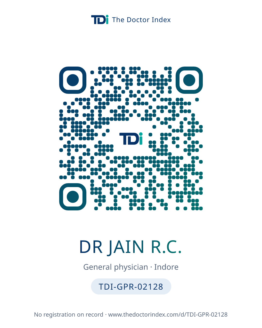 QR card for Dr Jain R.C., TDI-GPR-02128