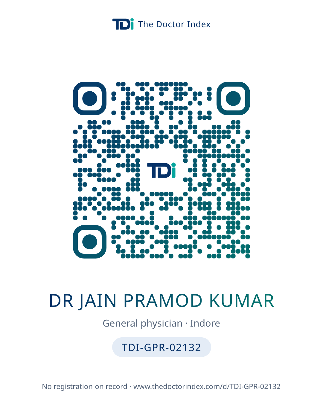 QR card for Dr Jain Pramod Kumar, TDI-GPR-02132