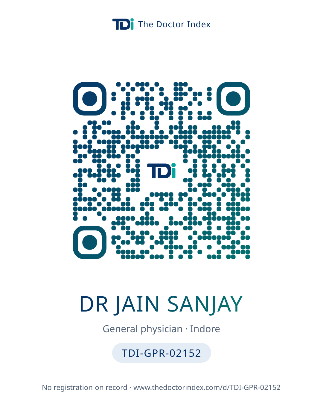 QR card for Dr Jain Sanjay, TDI-GPR-02152