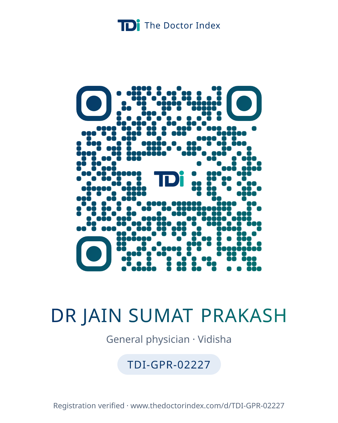 QR card for Dr Jain Sumat Prakash, TDI-GPR-02227