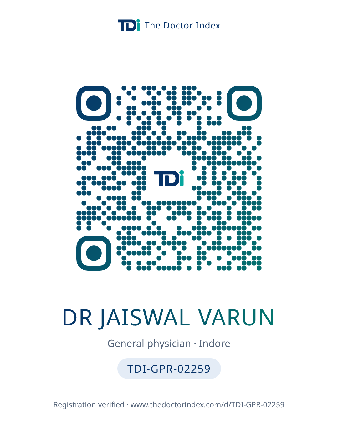 QR card for Dr Jaiswal Varun, TDI-GPR-02259