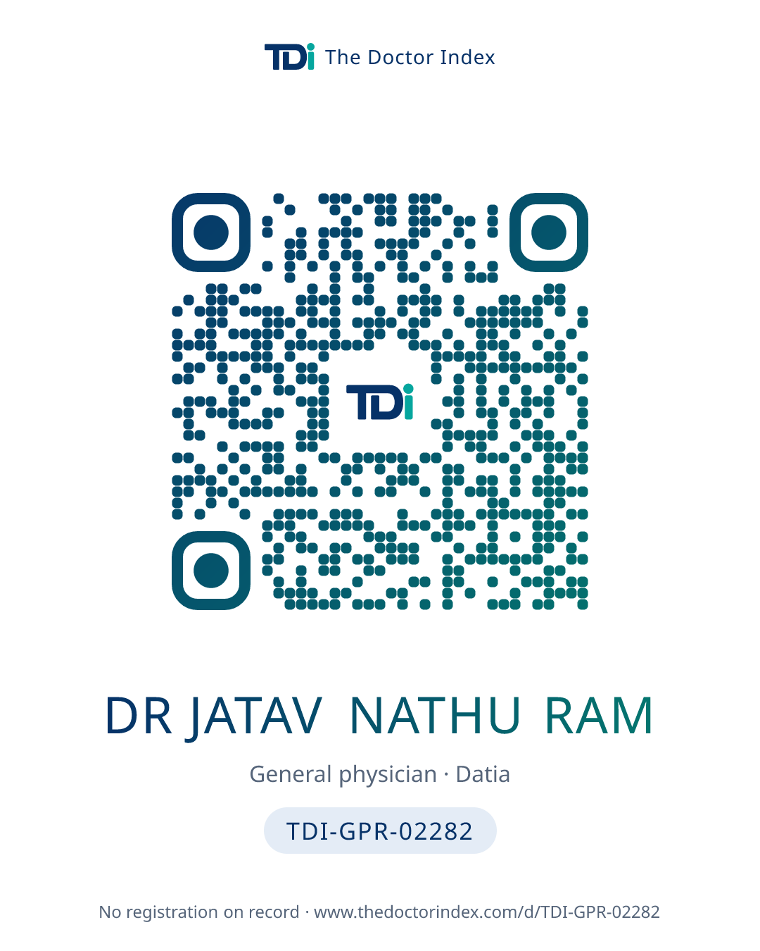 QR card for Dr Jatav Nathu Ram, TDI-GPR-02282