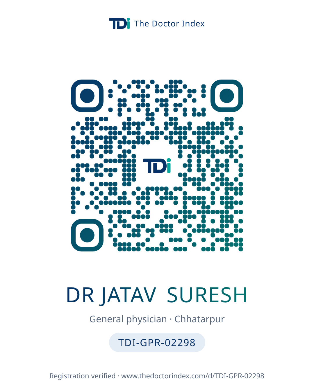 QR card for Dr Jatav Suresh, TDI-GPR-02298
