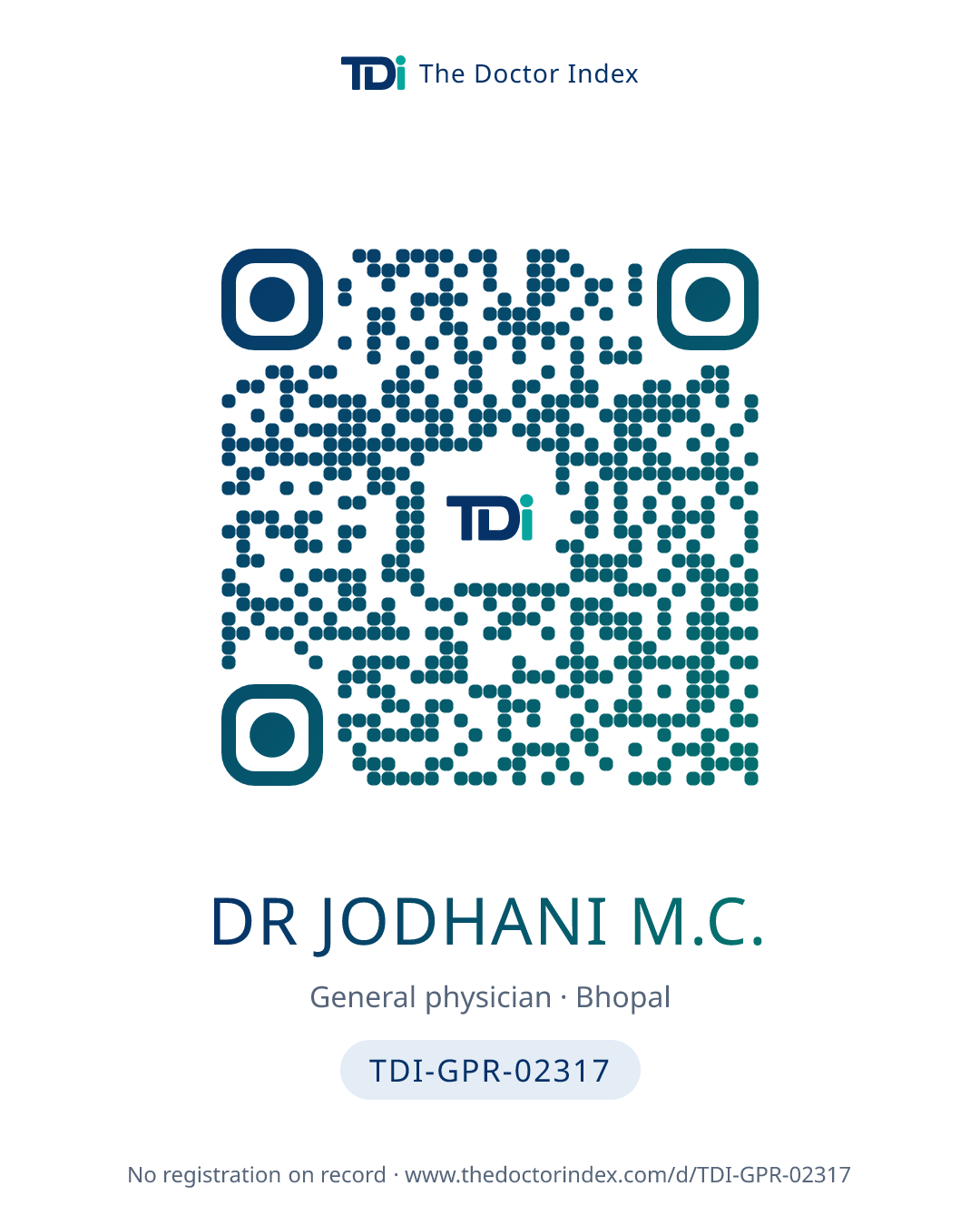 QR card for Dr Jodhani M.C., TDI-GPR-02317
