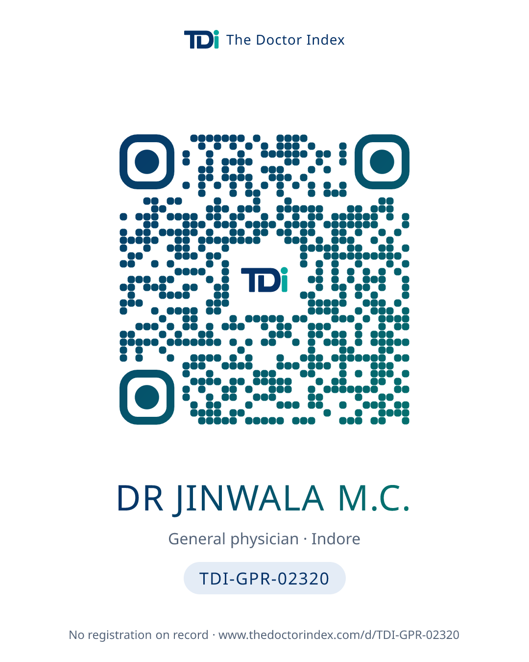 QR card for Dr Jinwala M.C., TDI-GPR-02320