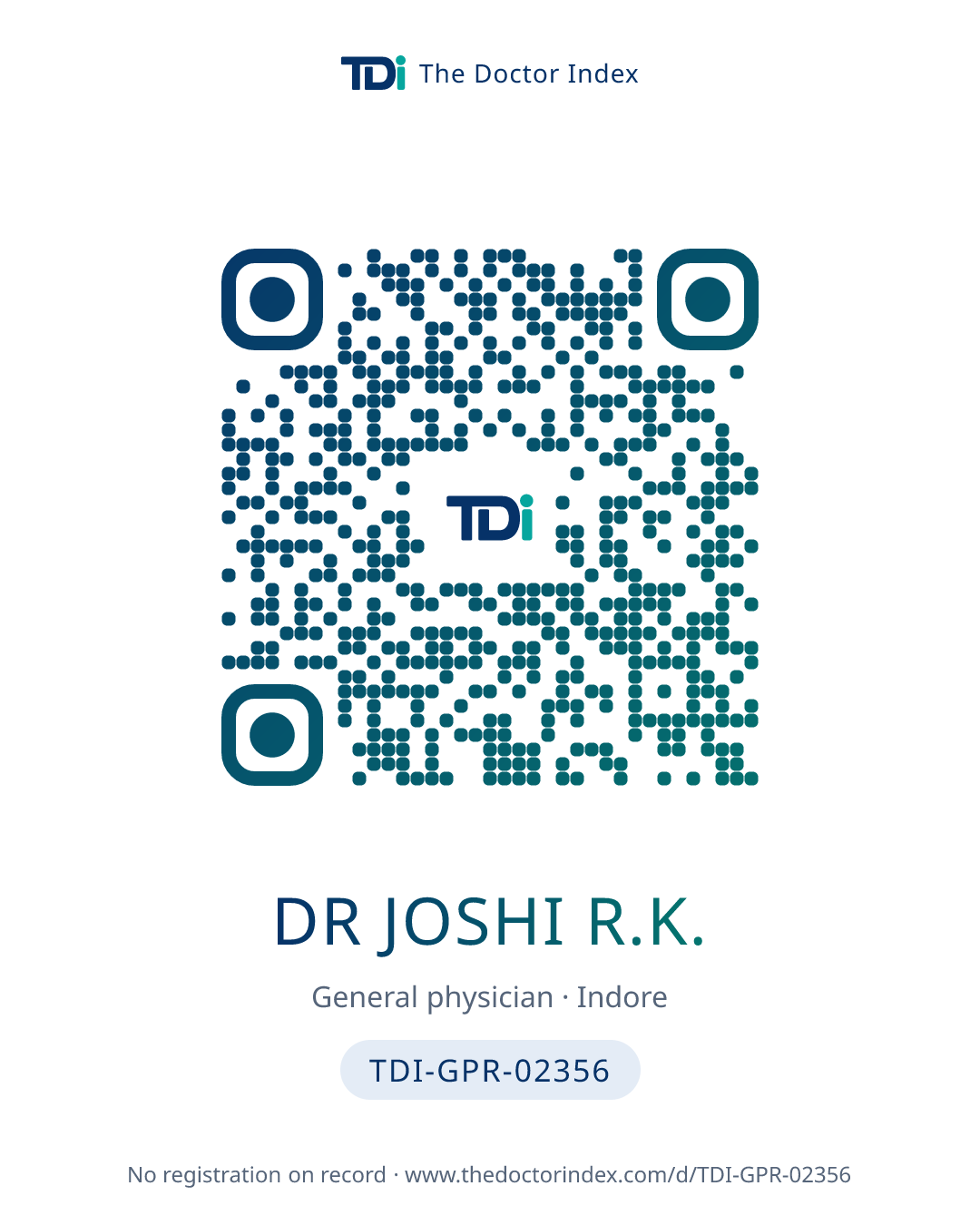 QR card for Dr Joshi R.K., TDI-GPR-02356