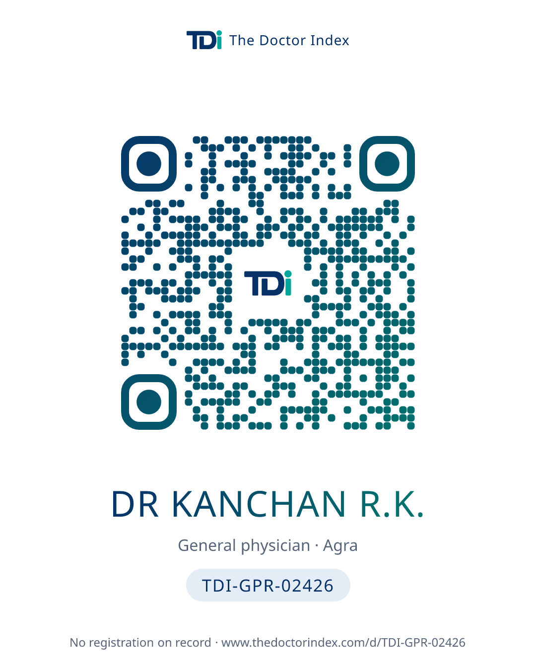 QR card for Dr Kanchan R.K., TDI-GPR-02426