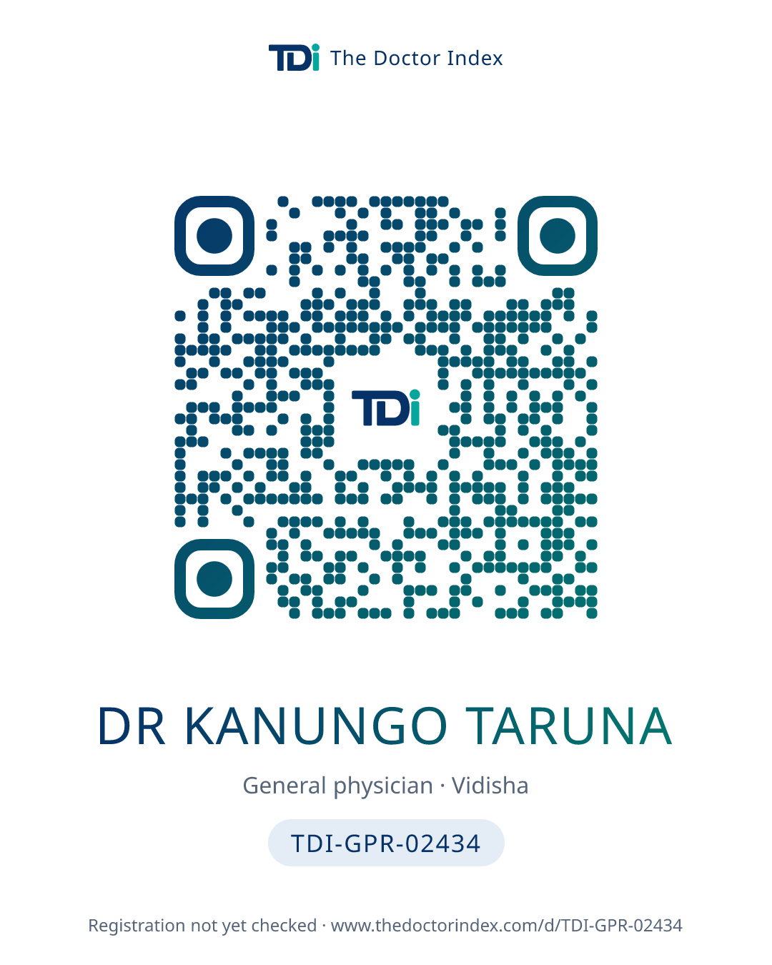 QR card for Dr Kanungo Taruna, TDI-GPR-02434