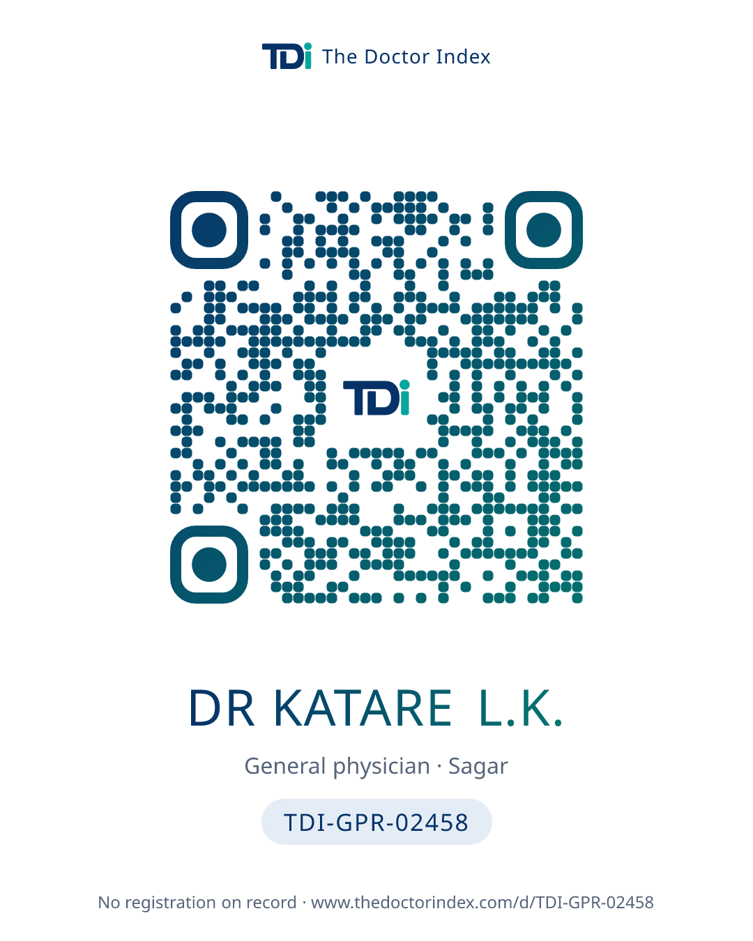 QR card for Dr Katare L.K., TDI-GPR-02458