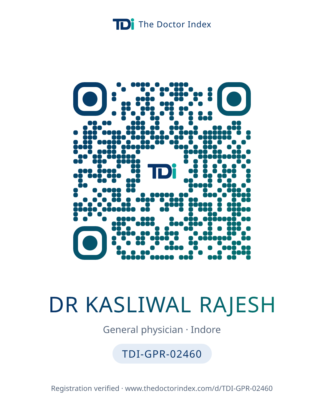 QR card for Dr Kasliwal Rajesh, TDI-GPR-02460