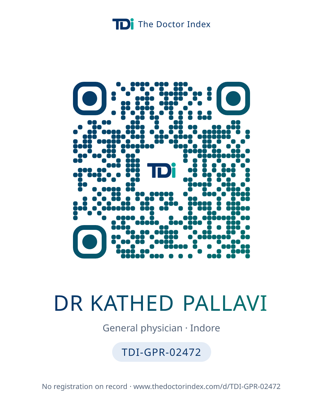 QR card for Dr Kathed Pallavi, TDI-GPR-02472