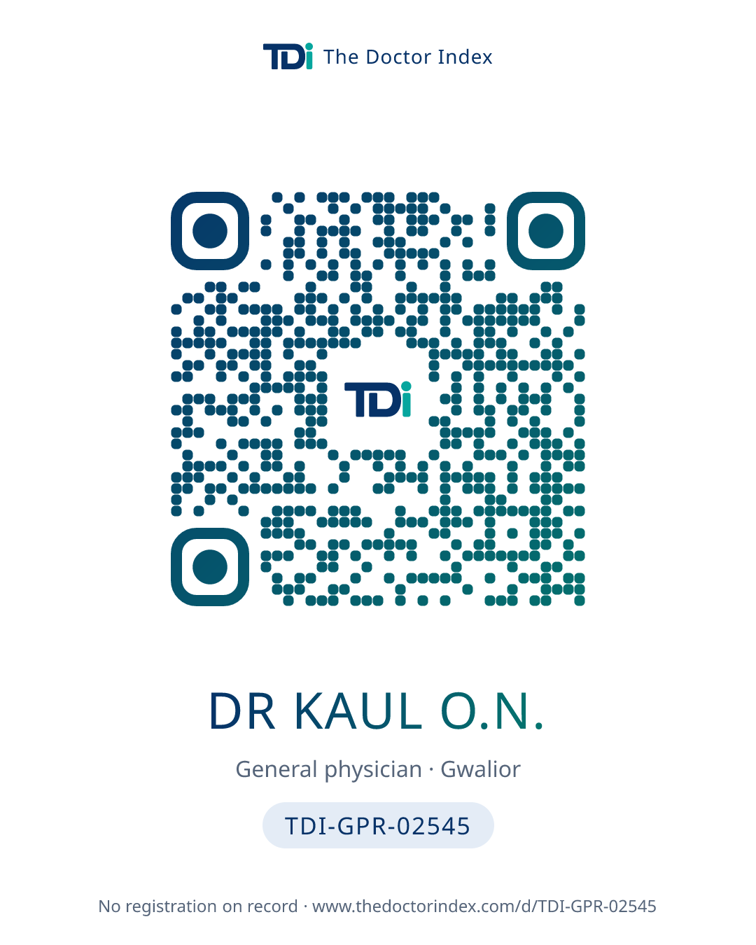 QR card for Dr Kaul O.N., TDI-GPR-02545