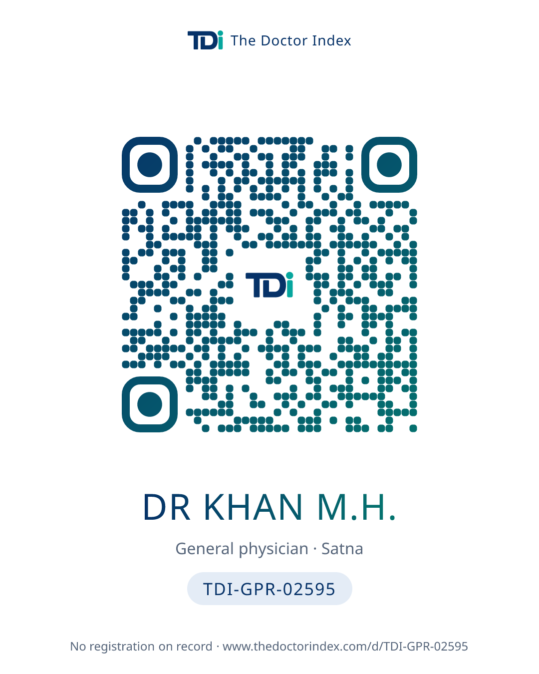 QR card for Dr Khan M.H., TDI-GPR-02595
