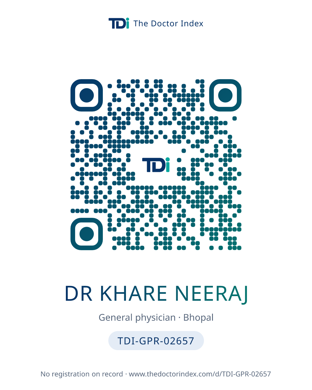 QR card for Dr Khare Neeraj, TDI-GPR-02657
