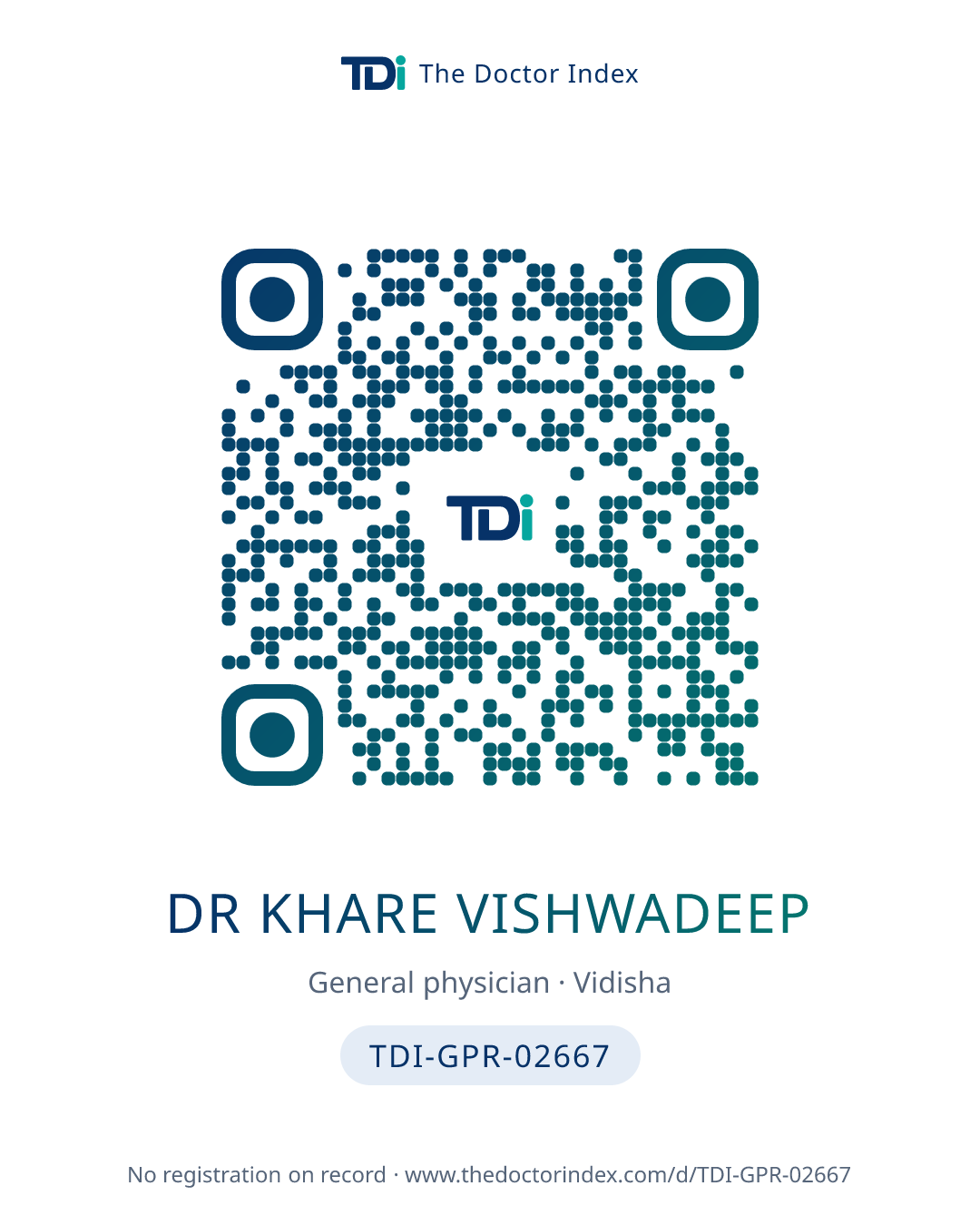 QR card for Dr Khare Vishwadeep, TDI-GPR-02667