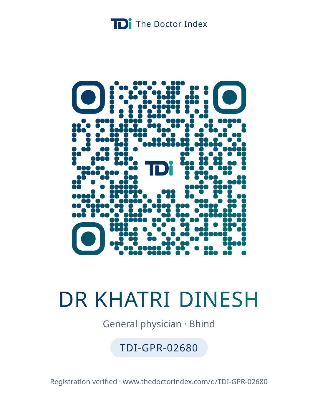 QR card for Dr Khatri Dinesh, TDI-GPR-02680