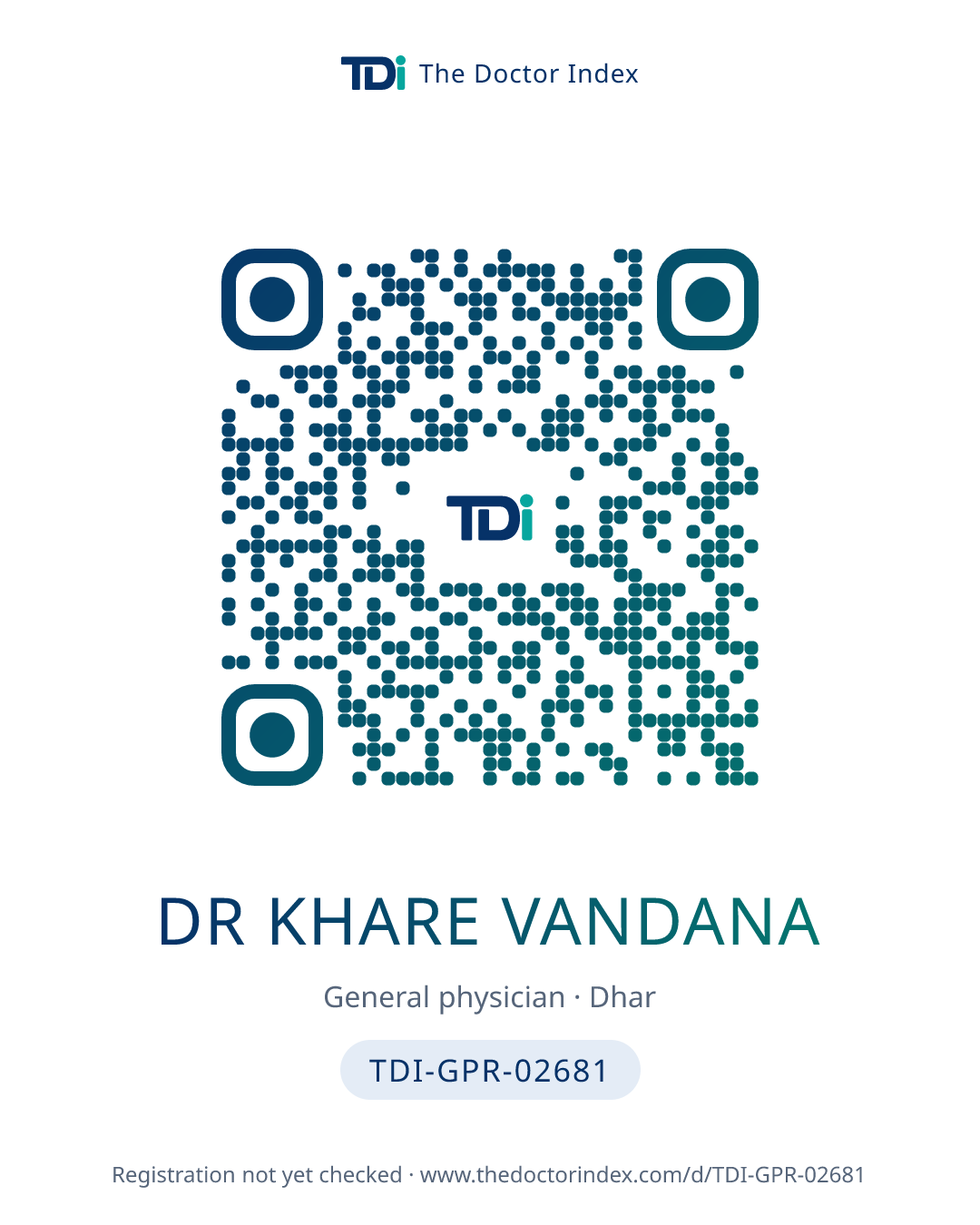QR card for Dr Khare Vandana, TDI-GPR-02681