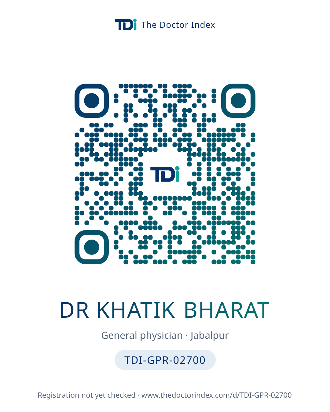 QR card for Dr Khatik Bharat, TDI-GPR-02700